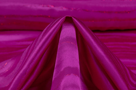 Metallic Italian Silk Jacquard - Fuchsia