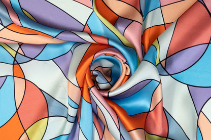 Geometric Italian Silk Charmeuse - Multicolor