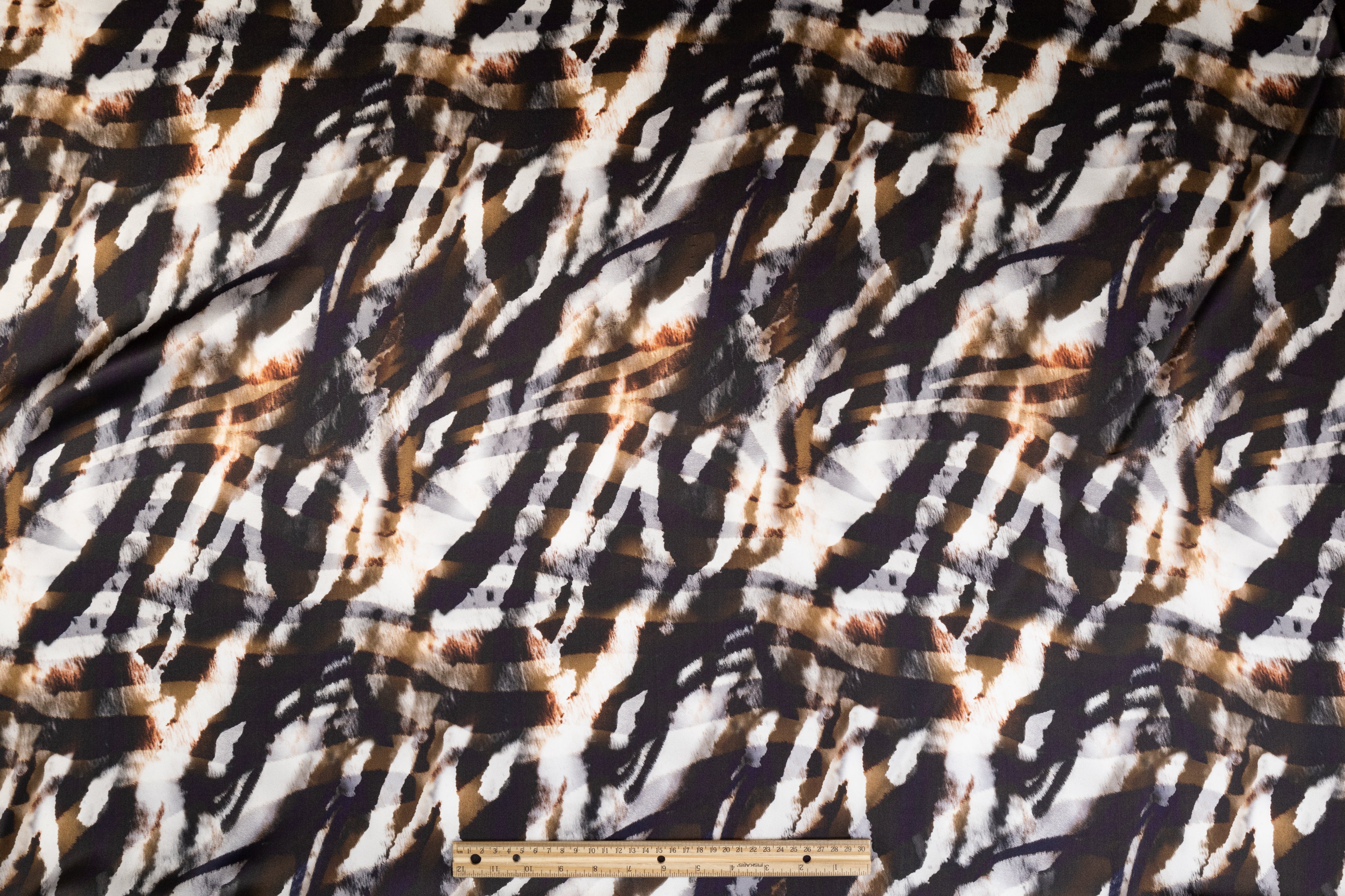 Abstract Italian Silk Charmeuse - Black, Brown, Gray