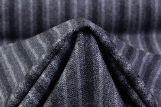 Striped Italian Wool Coating - Blue Gray