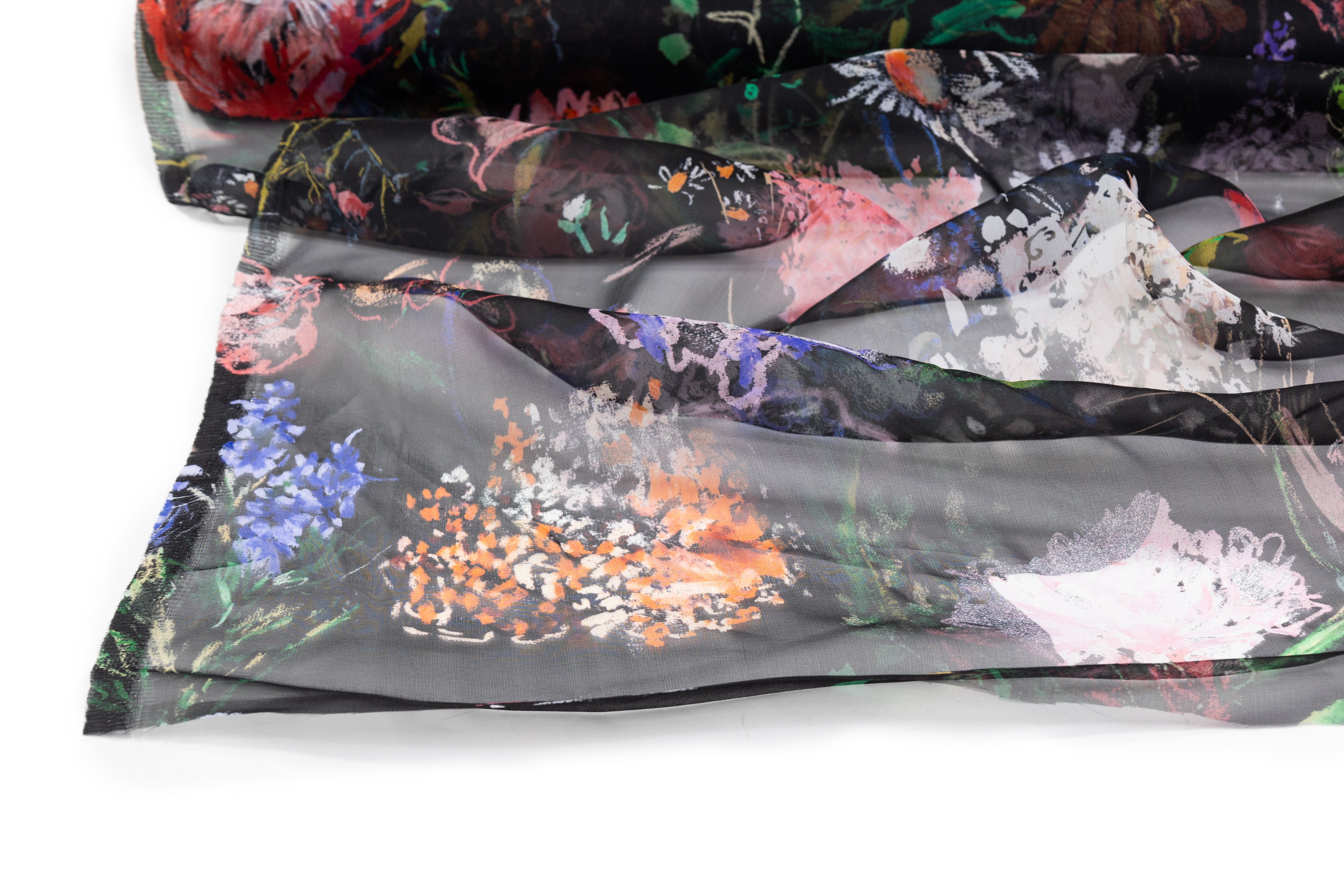 Floral Silk Organza - Black / Multicolor