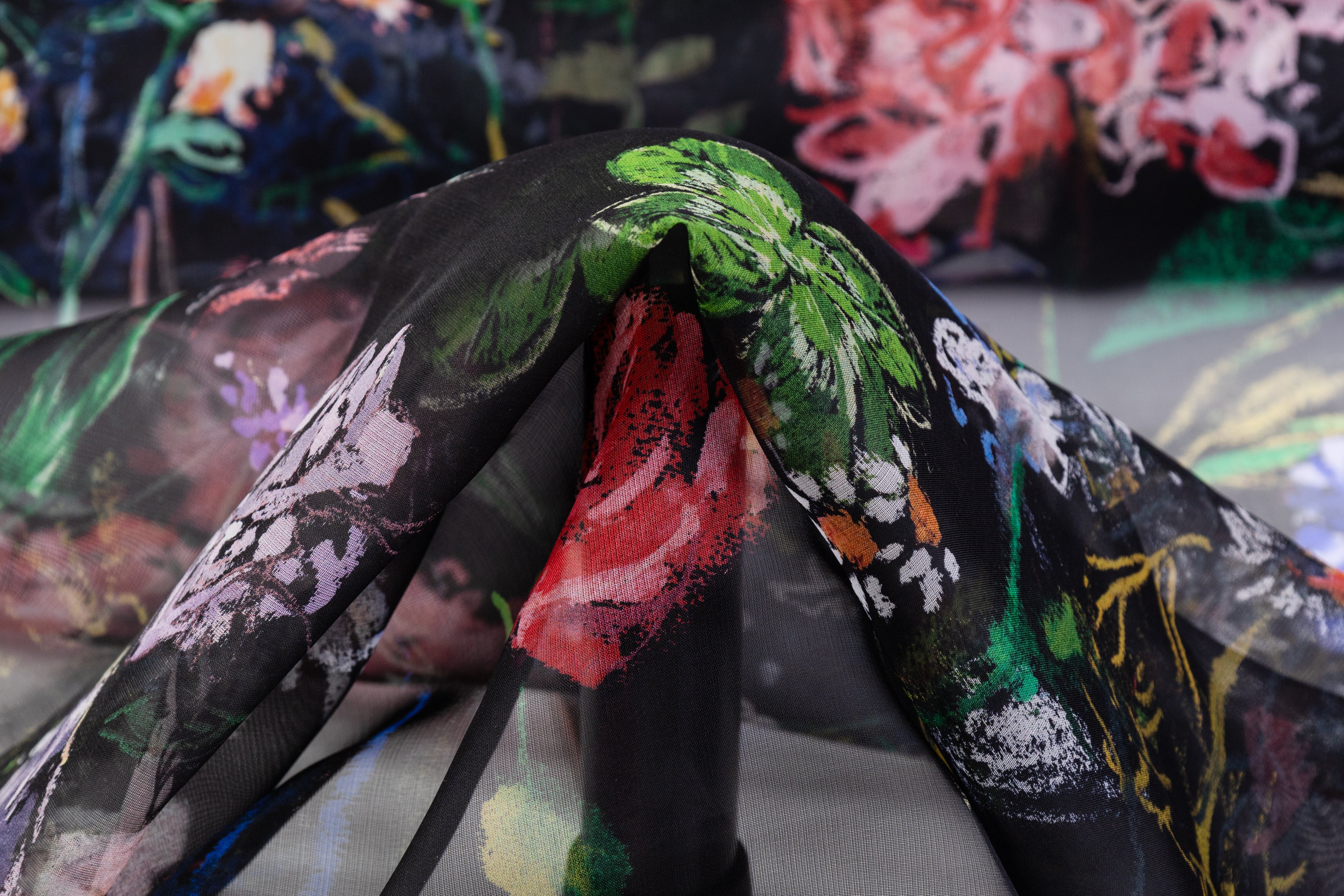 Floral Silk Organza - Black / Multicolor