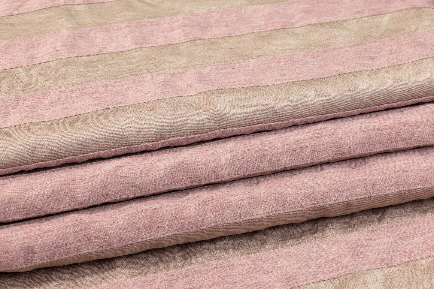 Striped Italian Viscose Linen Blend - Pink and Khaki