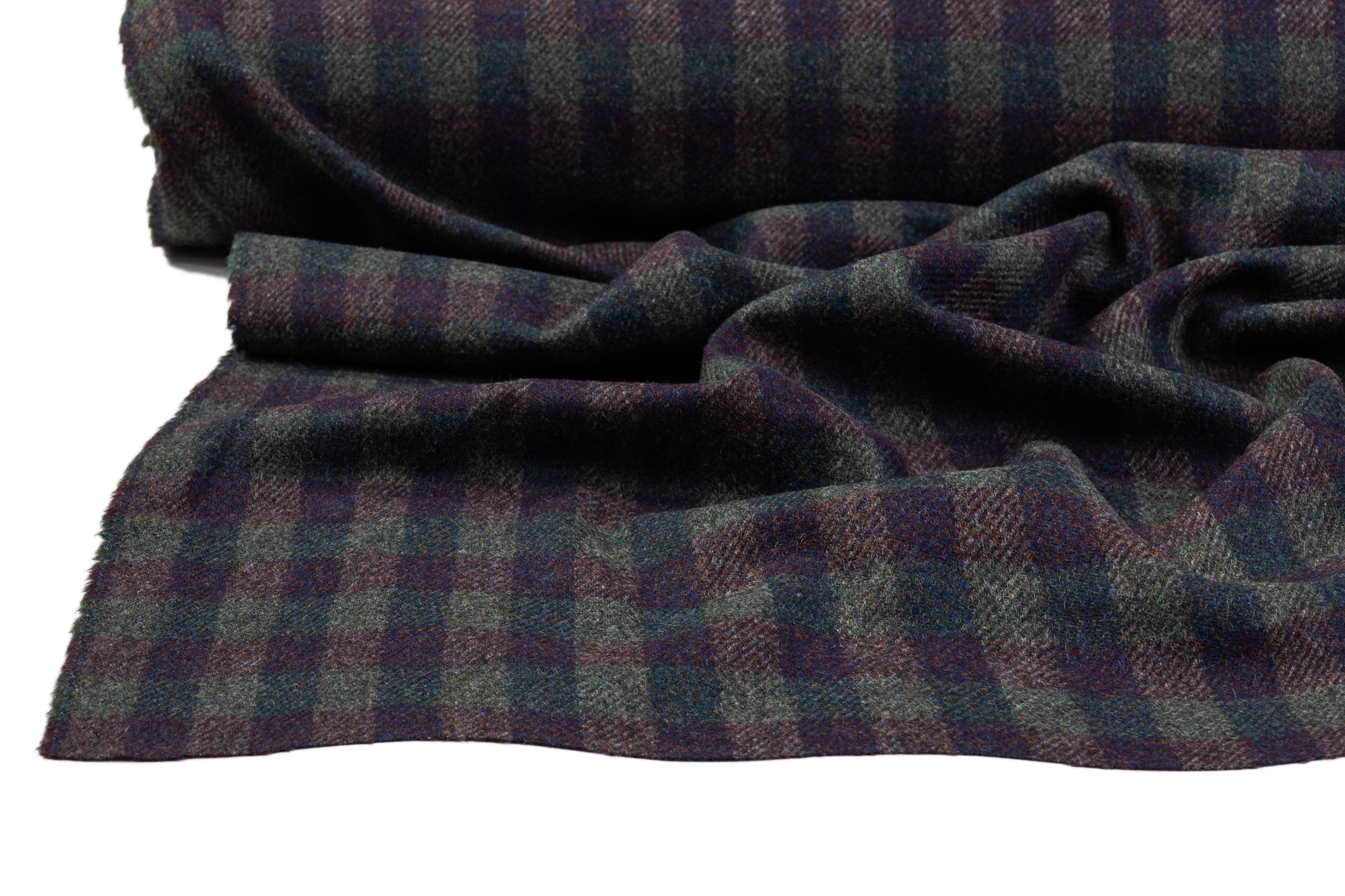 Checked Italian Wool - Navy / Green / Burgundy