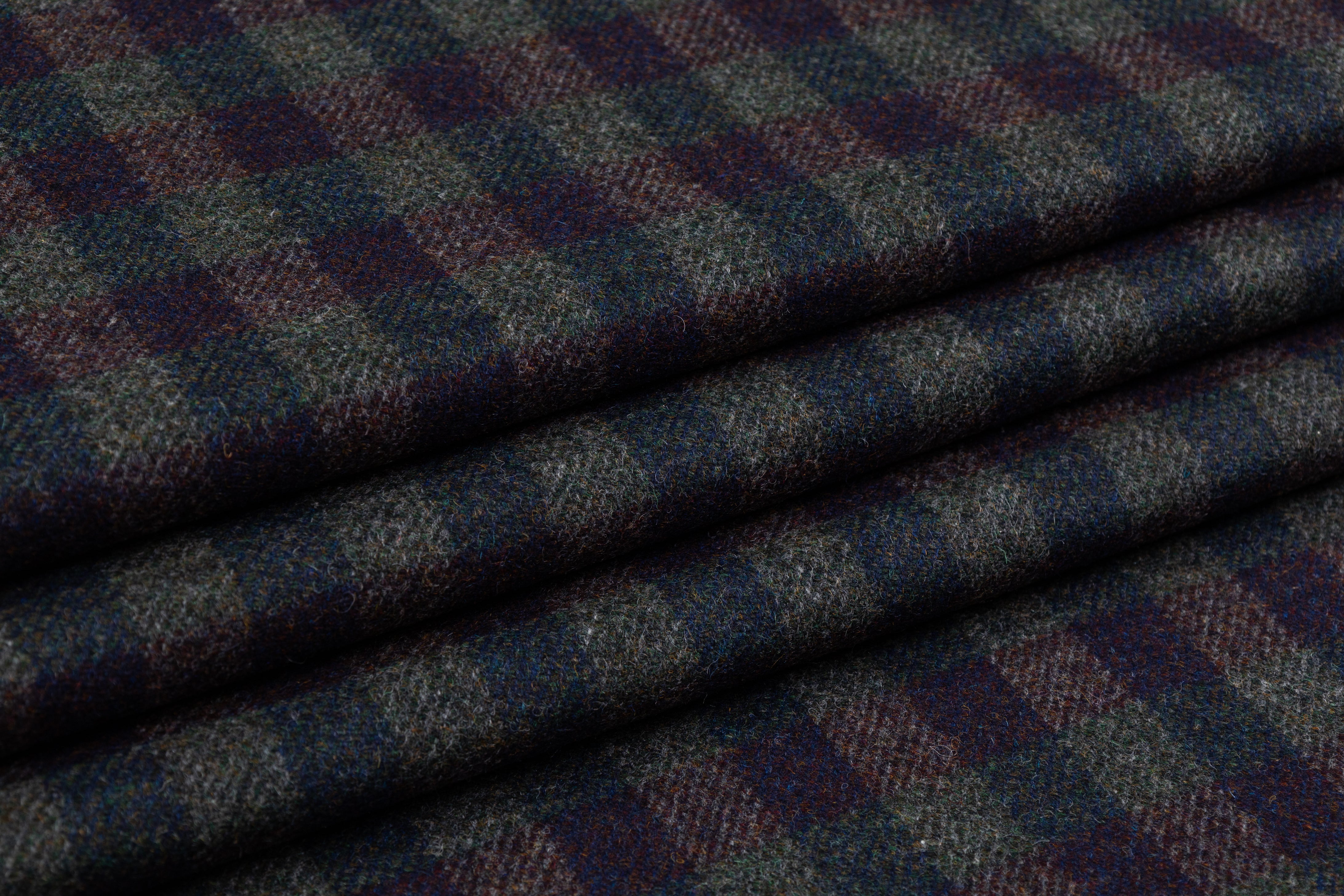 Checked Italian Wool - Navy / Green / Burgundy