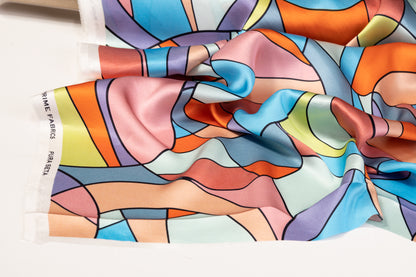 Geometric Italian Silk Charmeuse - Multicolor