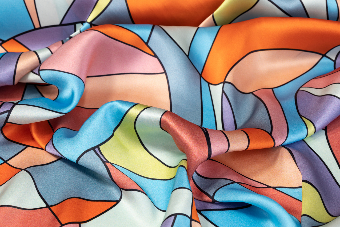 Geometric Italian Silk Charmeuse - Multicolor