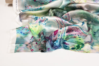 Tie-Dye Paisley Italian Silk Charmeuse - Multicolor