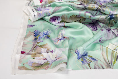 Tropical Floral Italian Silk Charmeuse - Green Multicolor