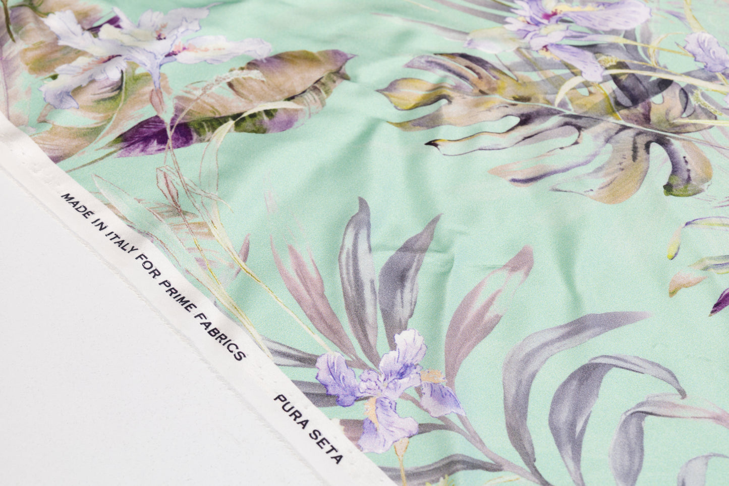 Tropical Floral Italian Silk Charmeuse - Green Multicolor