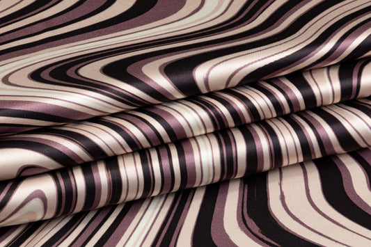 Wavy Italian Silk Charmeuse - Mauve