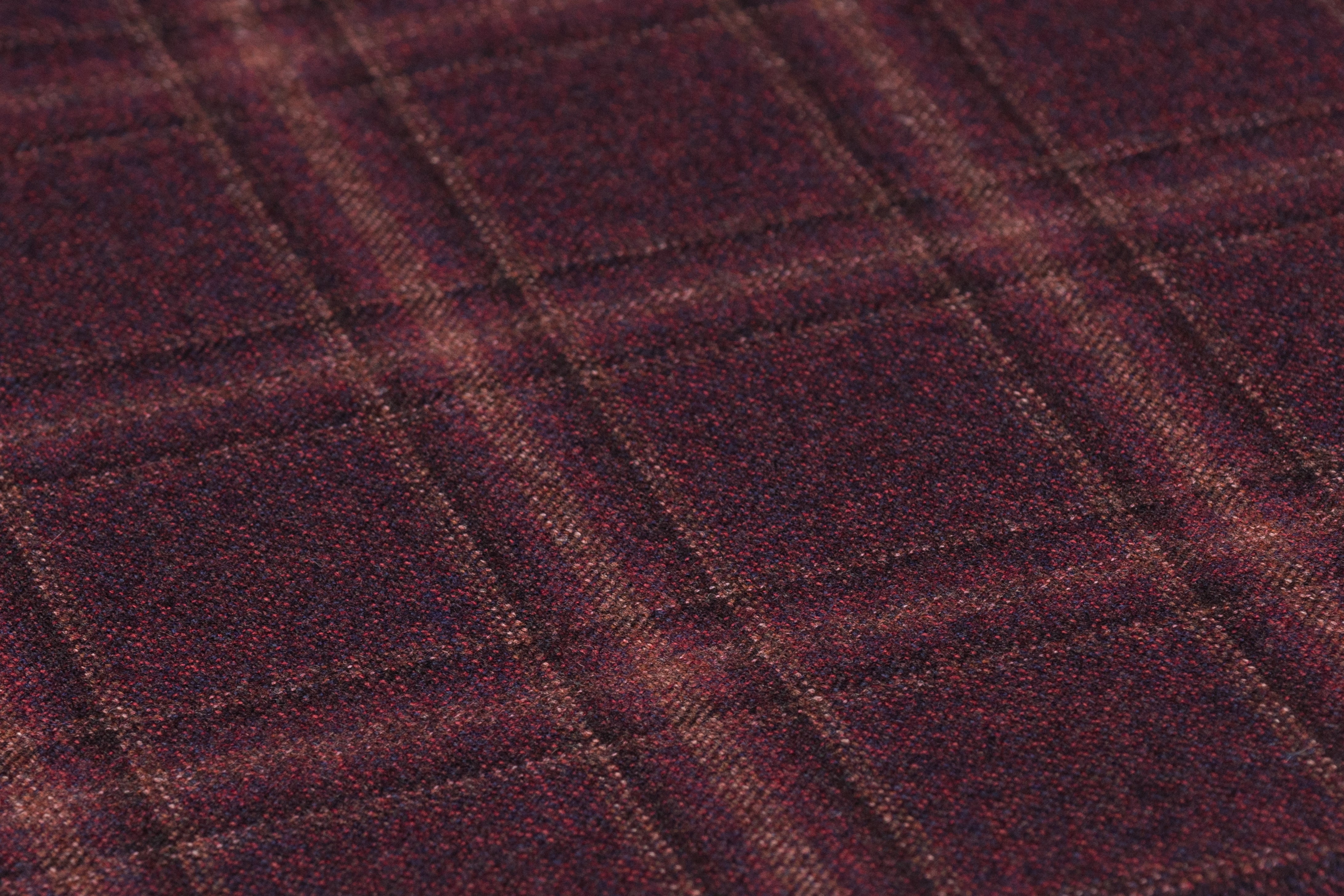 Checked Italian Wool Suiting - Burgundy / Brown