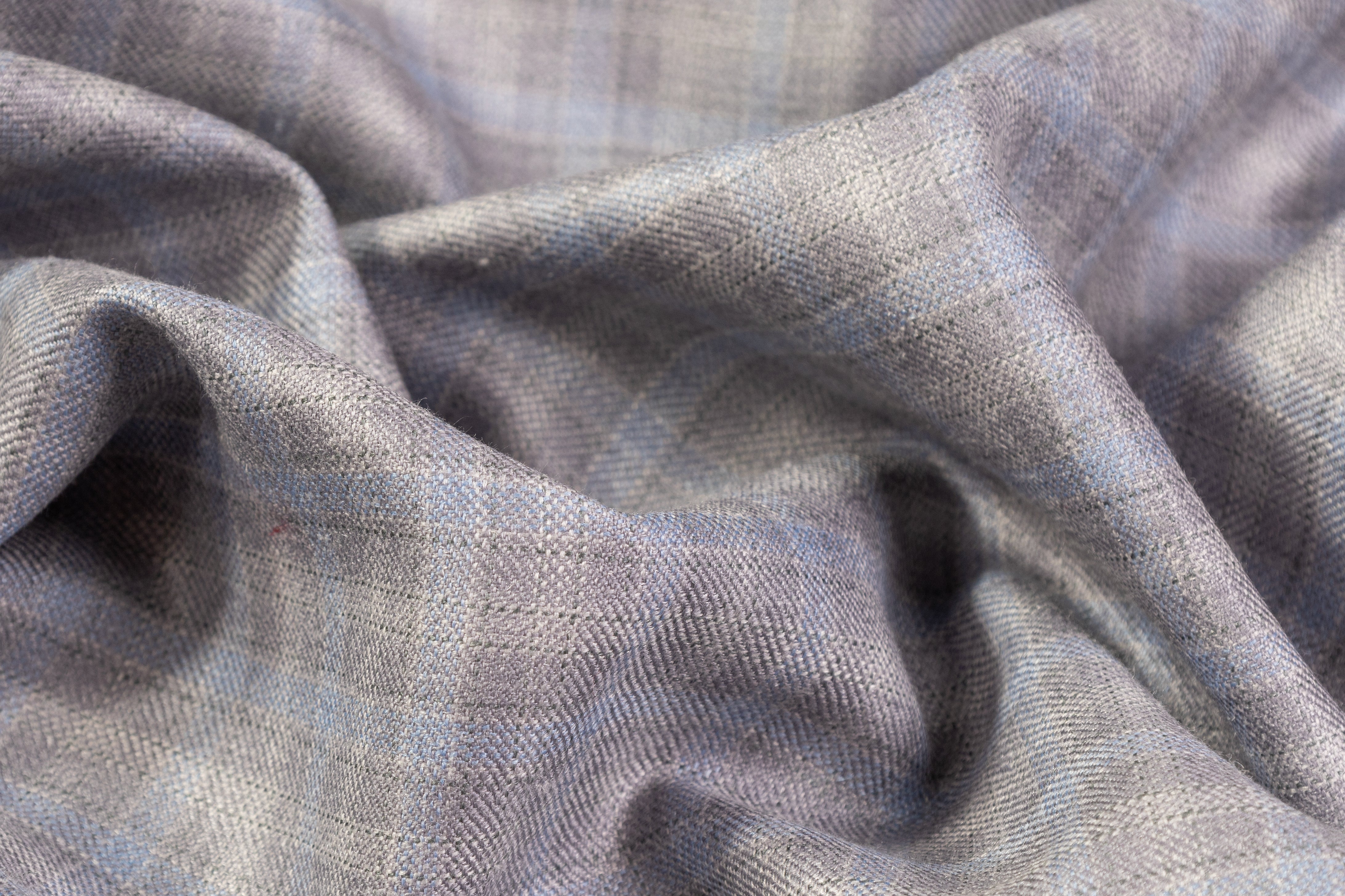 Checked Italian Wool Suiting - Gray / Blue