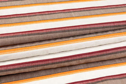 Striped Italian Linen - Orange, Burgundy, Brown