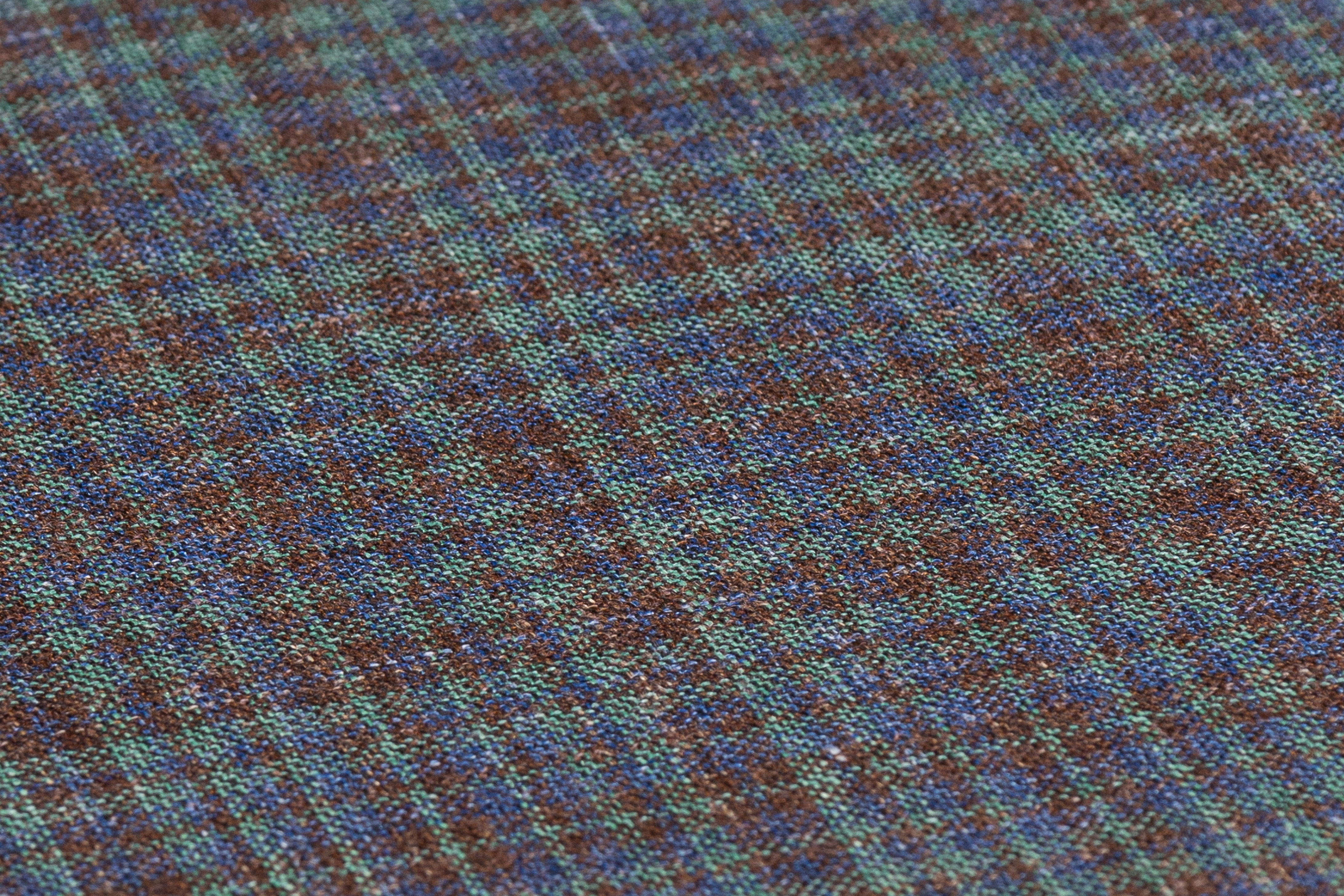 Checked Italian Wool Suiting - Green / Brown / Blue