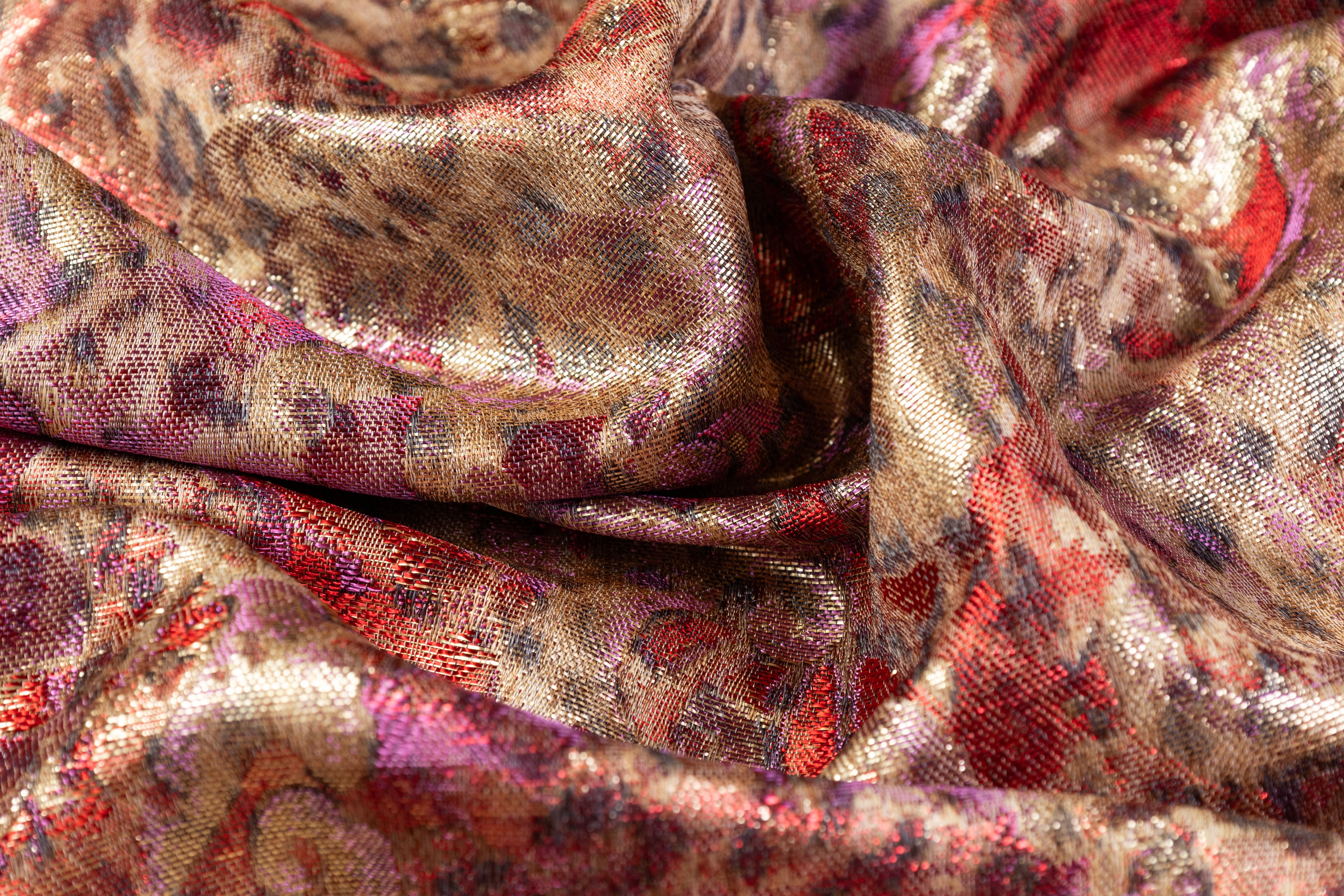 Iridescent Metallic Chiné Jacquard - Gold / Purple / Red