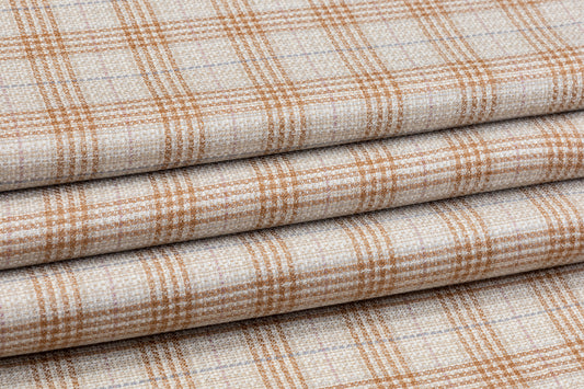 Loro Piana - Plaid Italian Silk and Wool Suiting - Tan