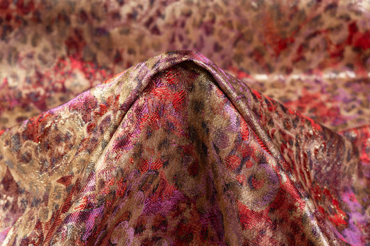 Iridescent Metallic Chiné Jacquard - Gold / Purple / Red