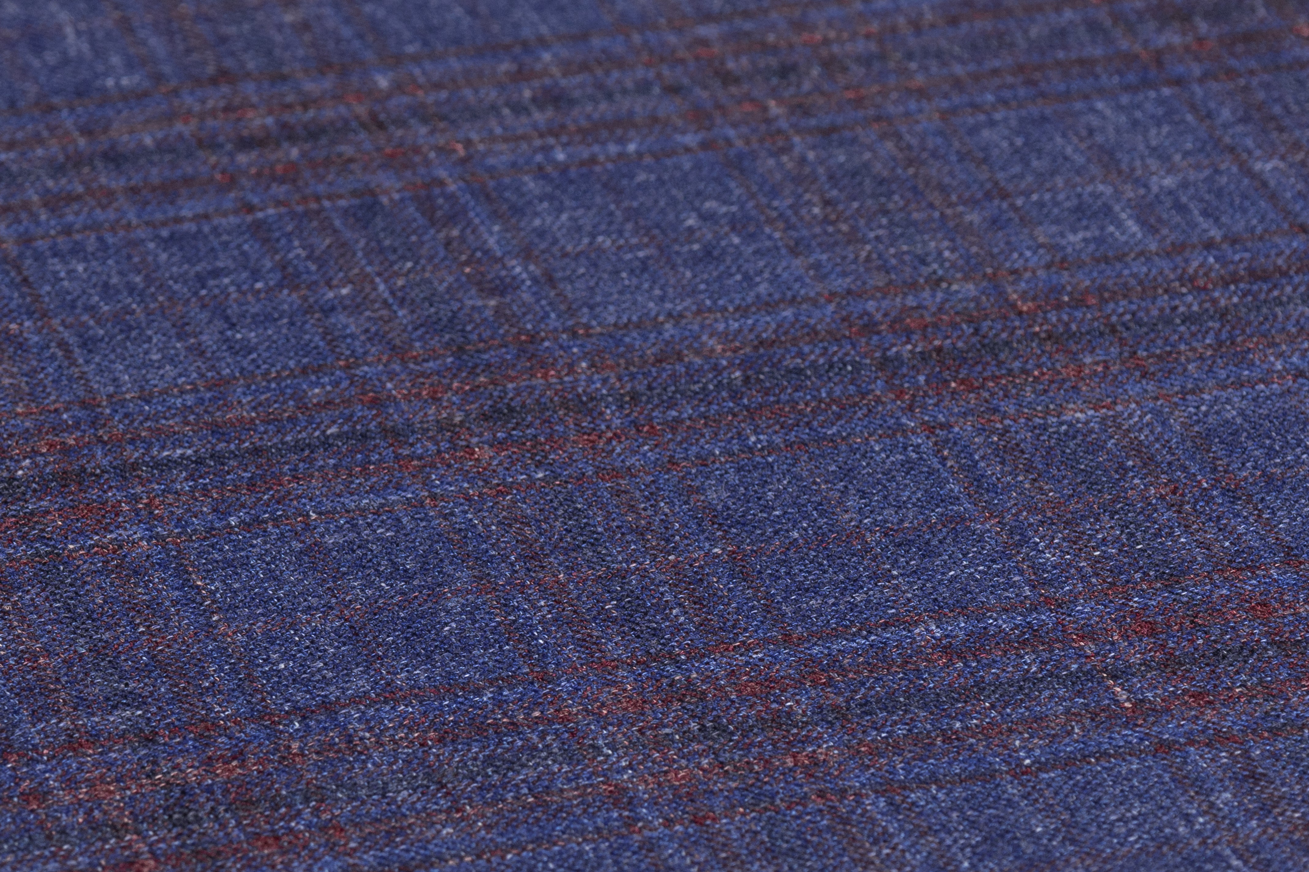 Checked Italian Wool Suiting - Navy / Burgundy