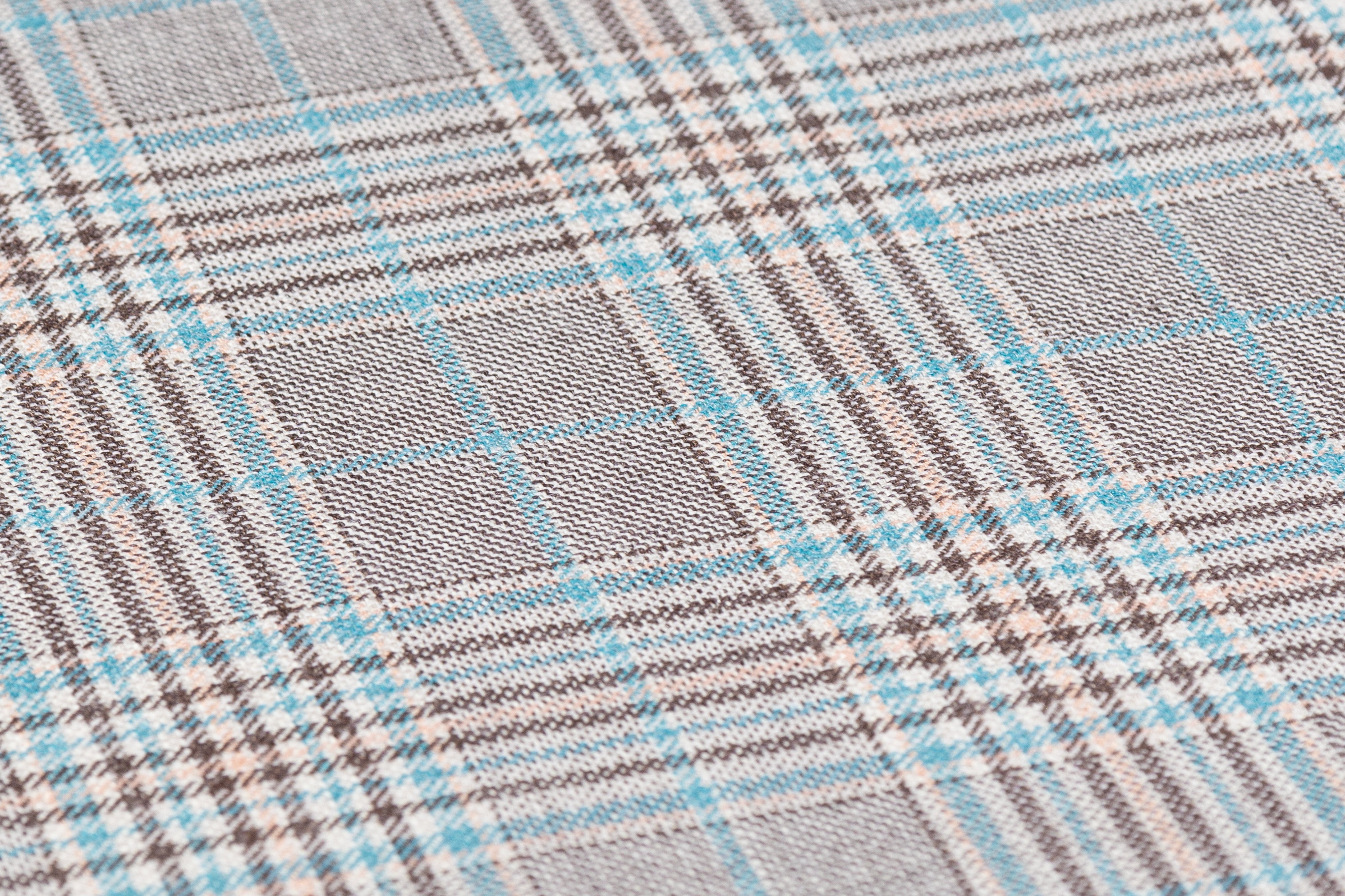 Checked Italian Wool Suiting - Gray / Brown / Blue