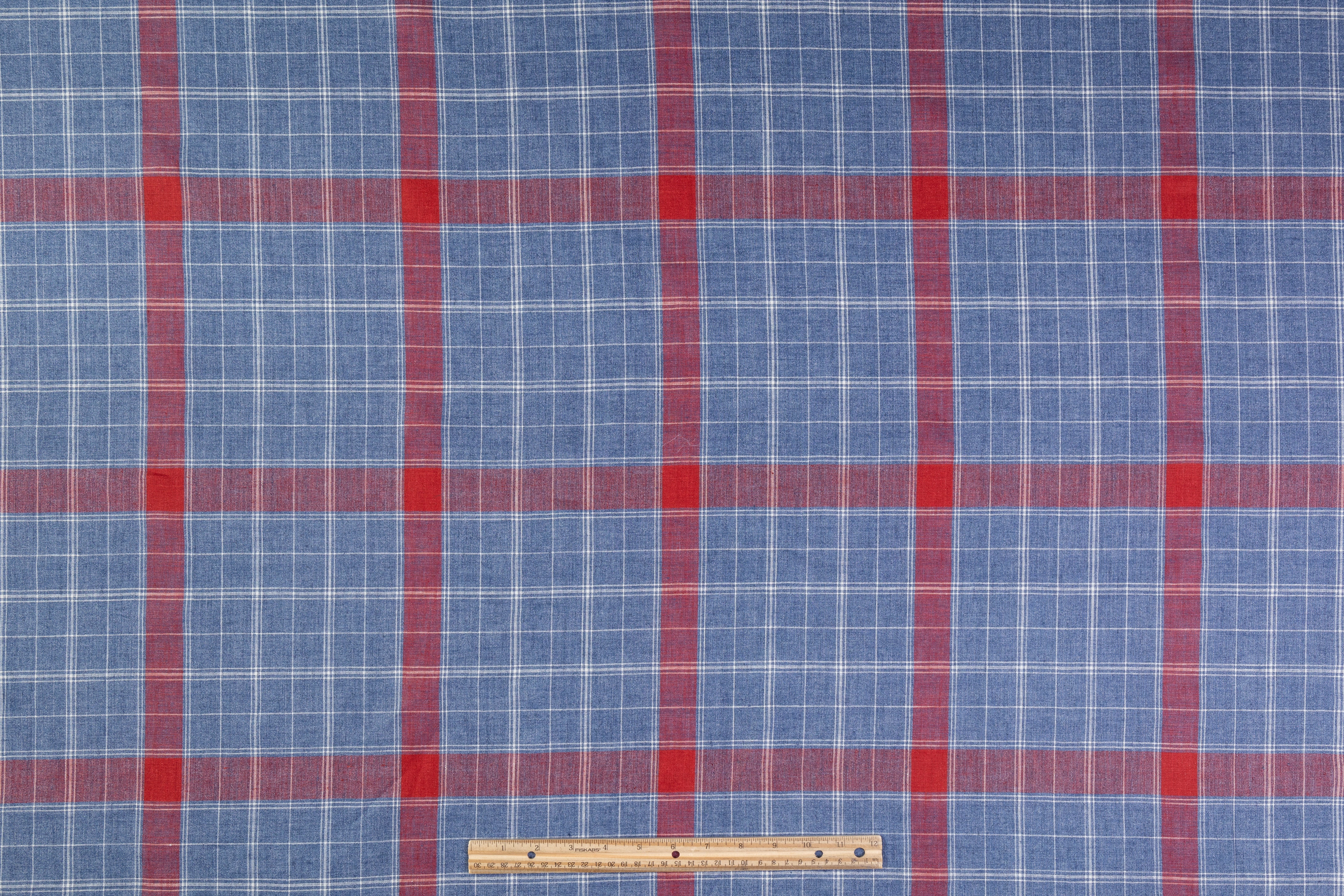 Checked Italian Linen - Blue / Red