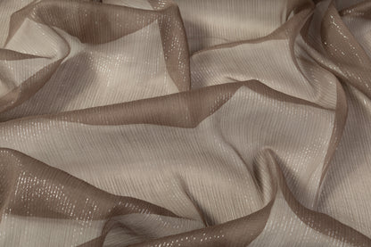 Crinkled Silk Chiffon Lamé - Brown / Silver