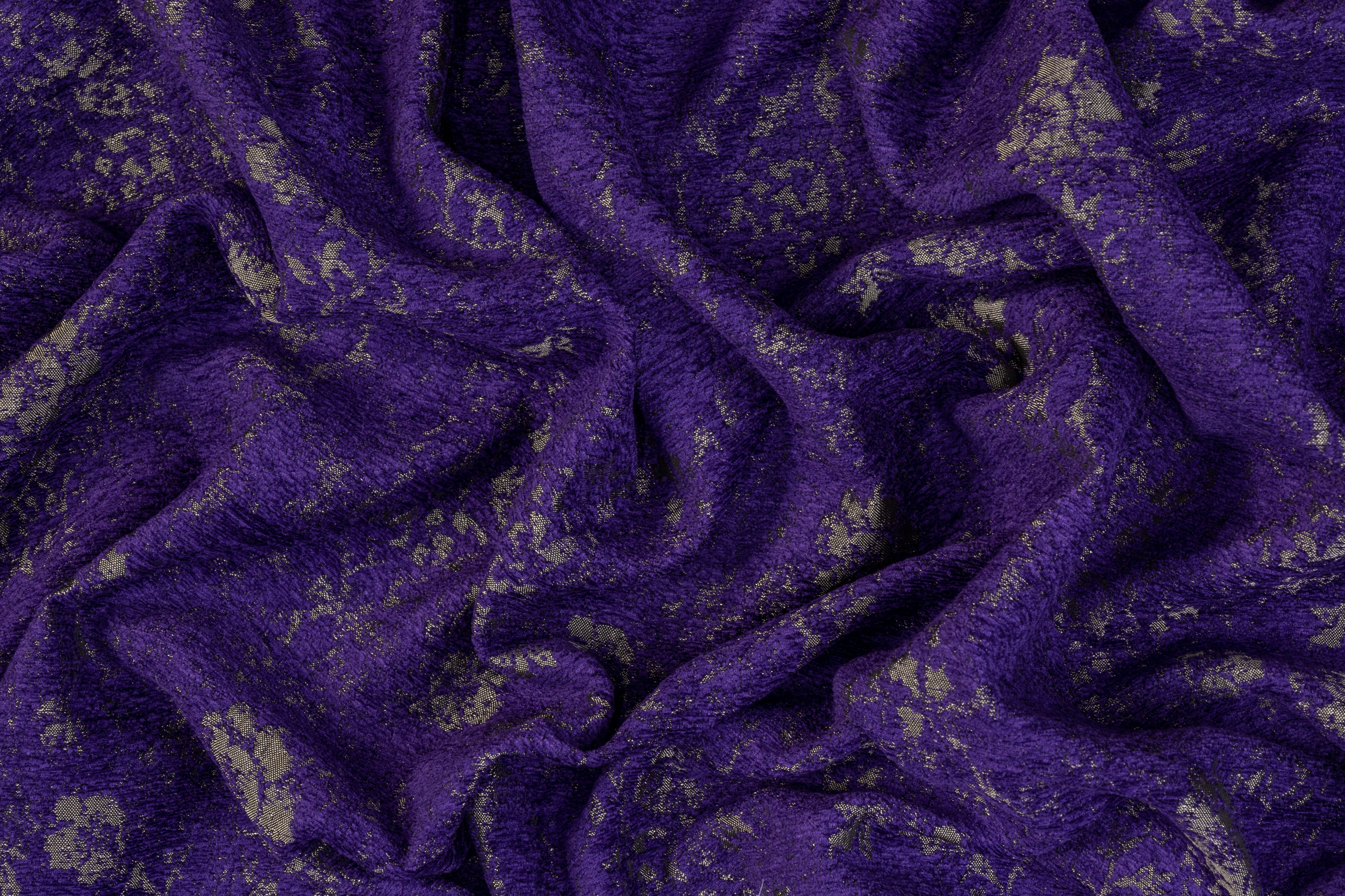 Double Faced Italian Metallic Chenille Brocade - Purple