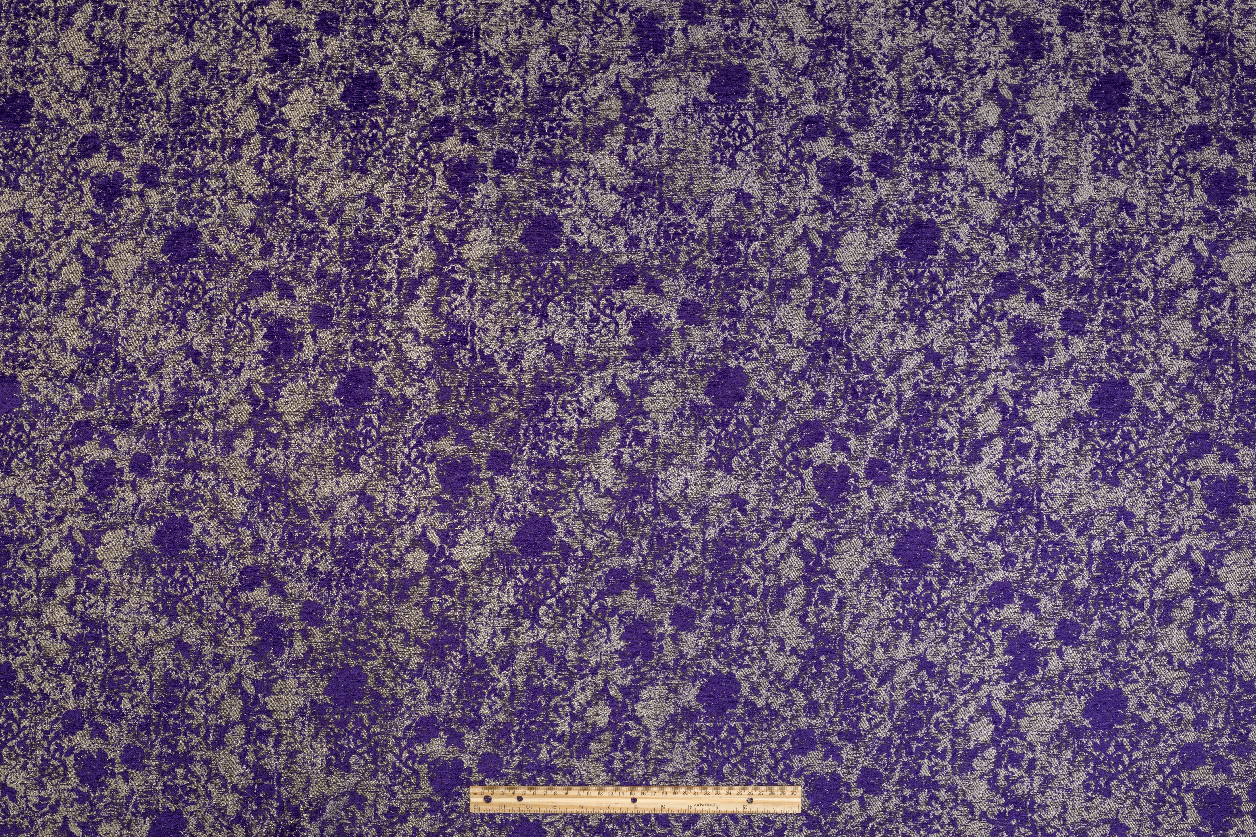 Double Faced Italian Metallic Chenille Brocade - Purple