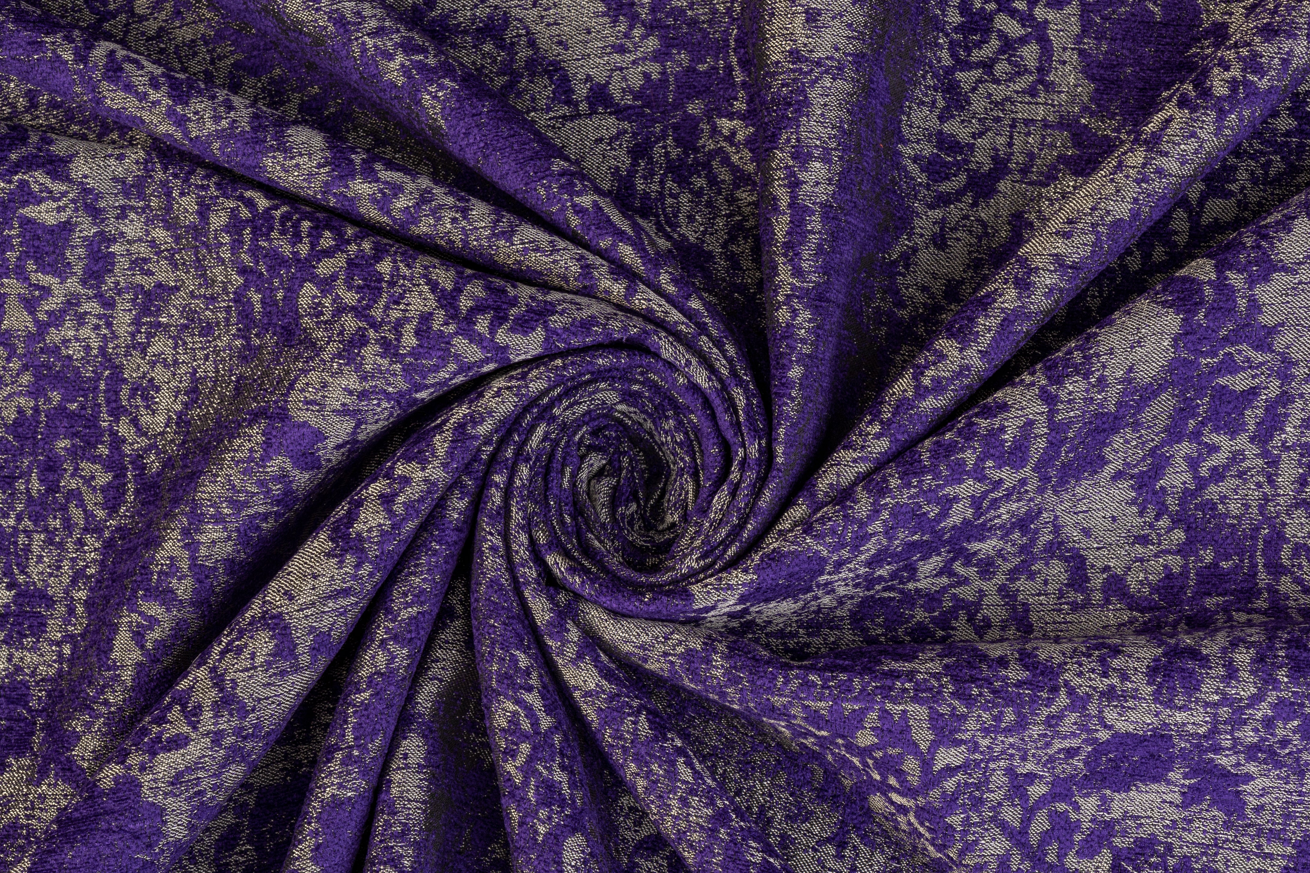 Double Faced Italian Metallic Chenille Brocade - Purple