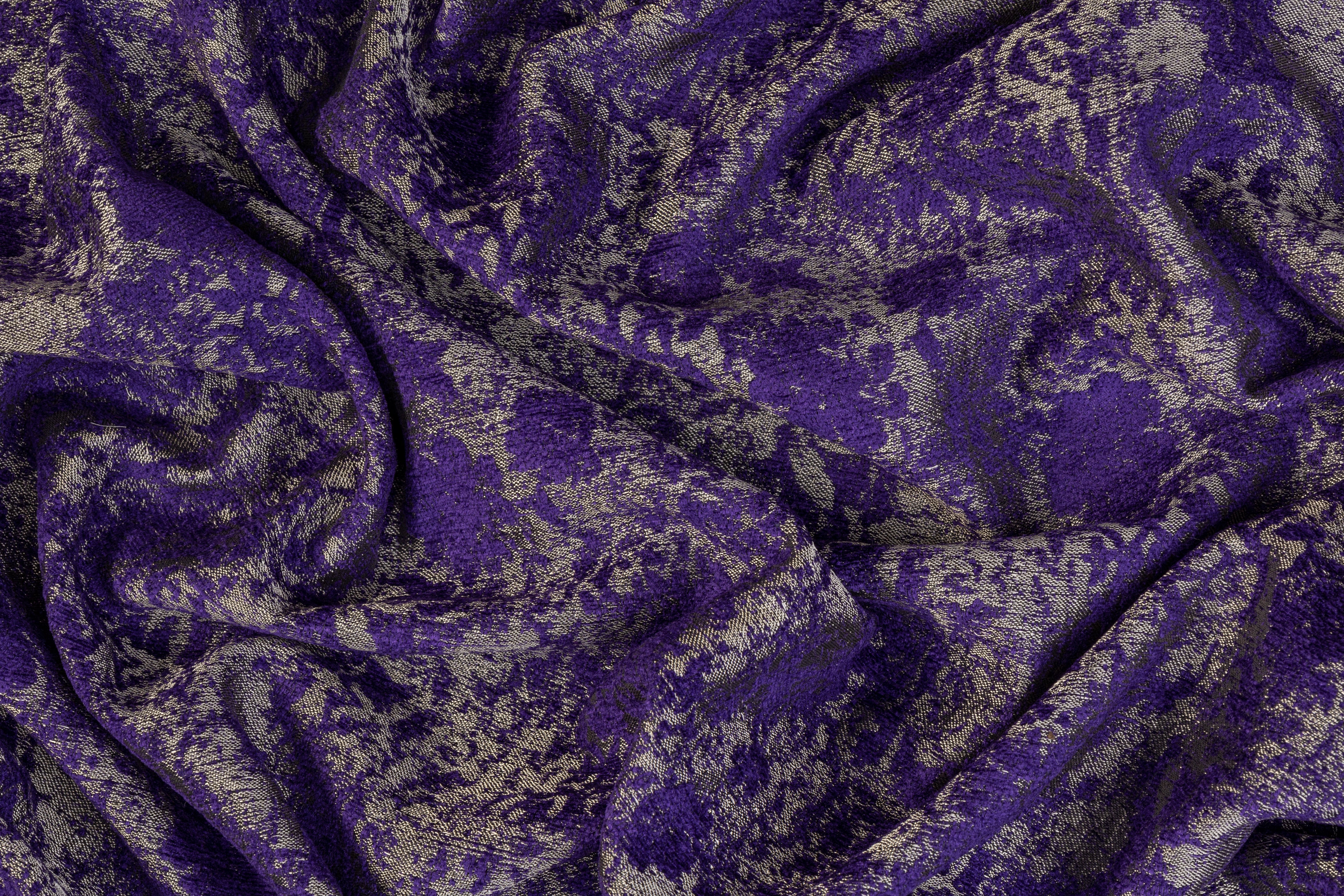 Double Faced Italian Metallic Chenille Brocade - Purple