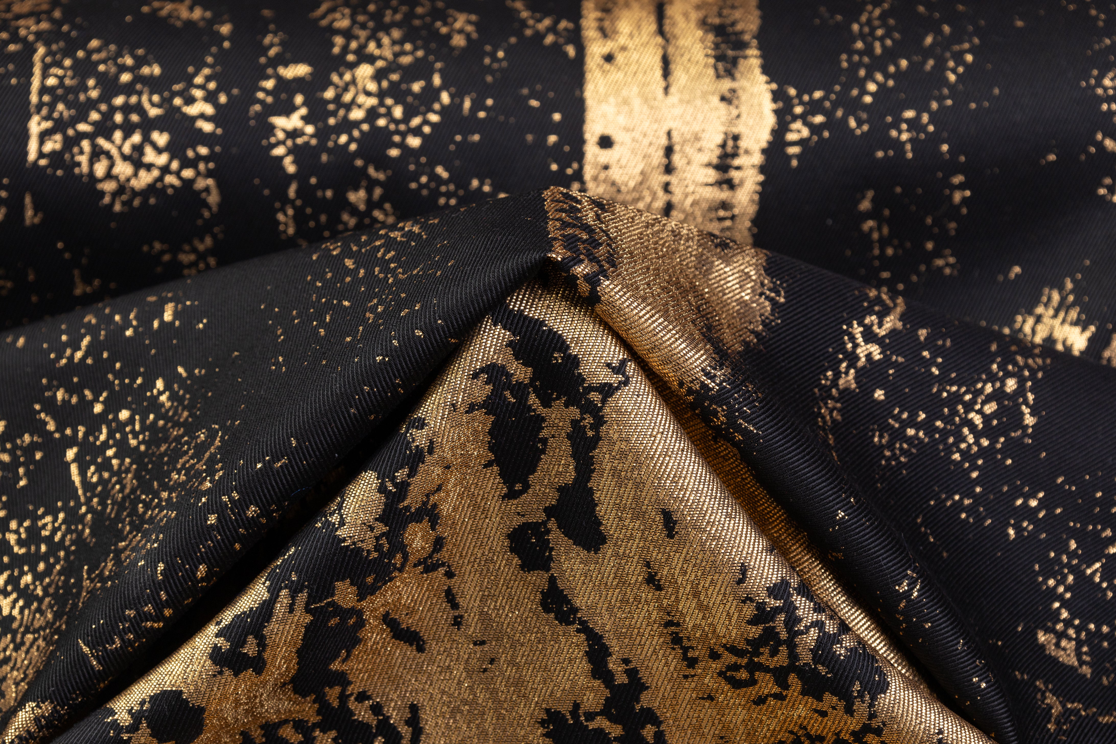 Abstract Metallic Italian Brocade - Black / Gold