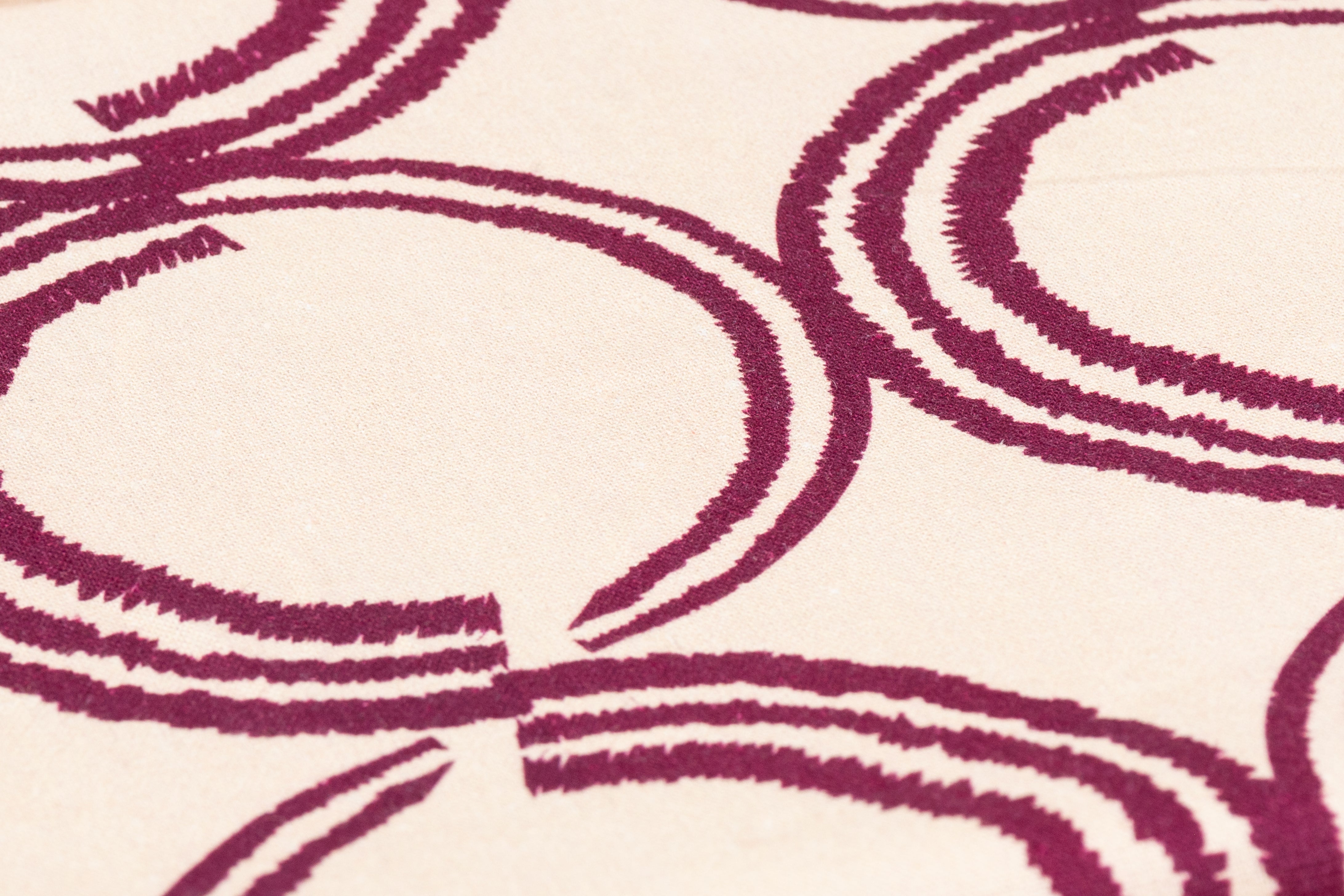 Geometric Printed Italian Linen Viscose Blend - Beige / Burgundy