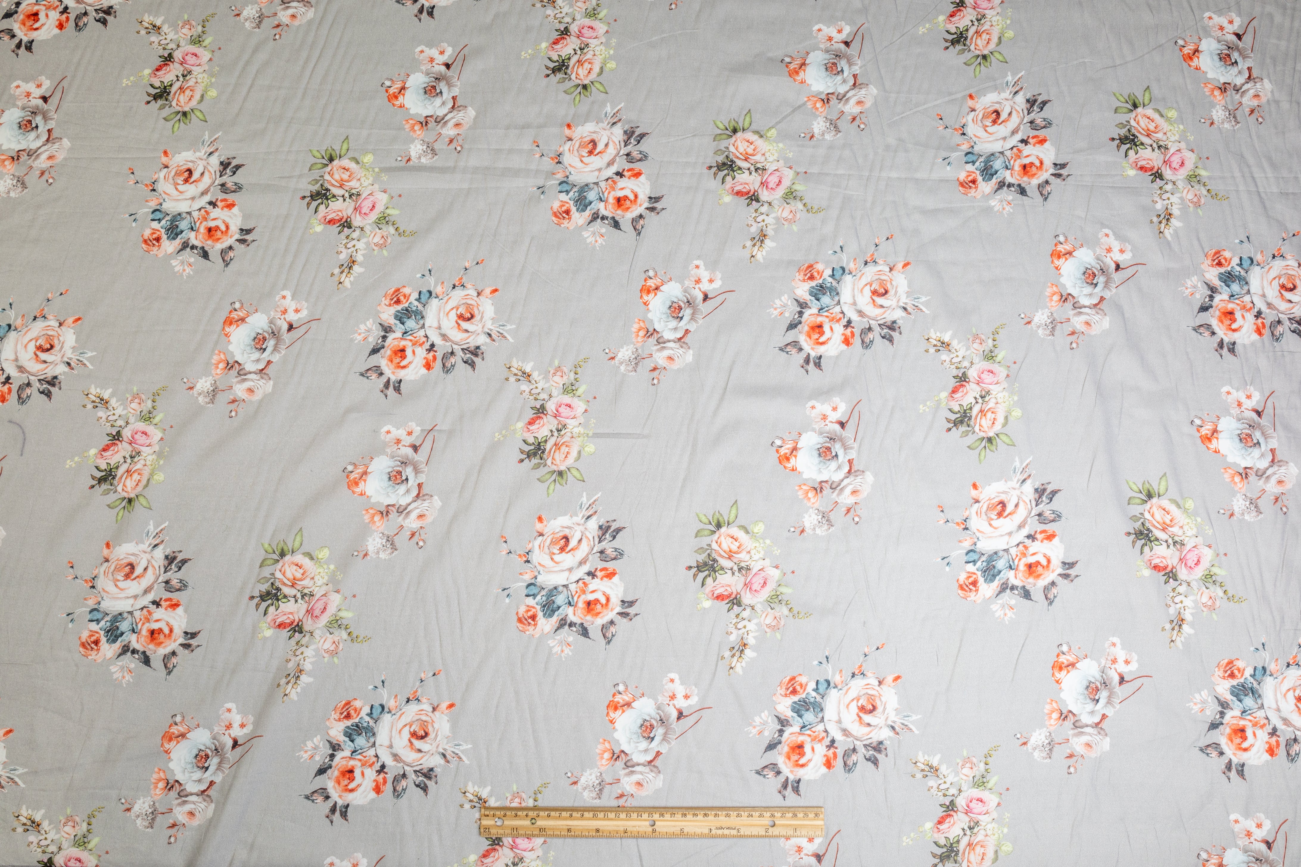 Floral Cotton Voile - Gray