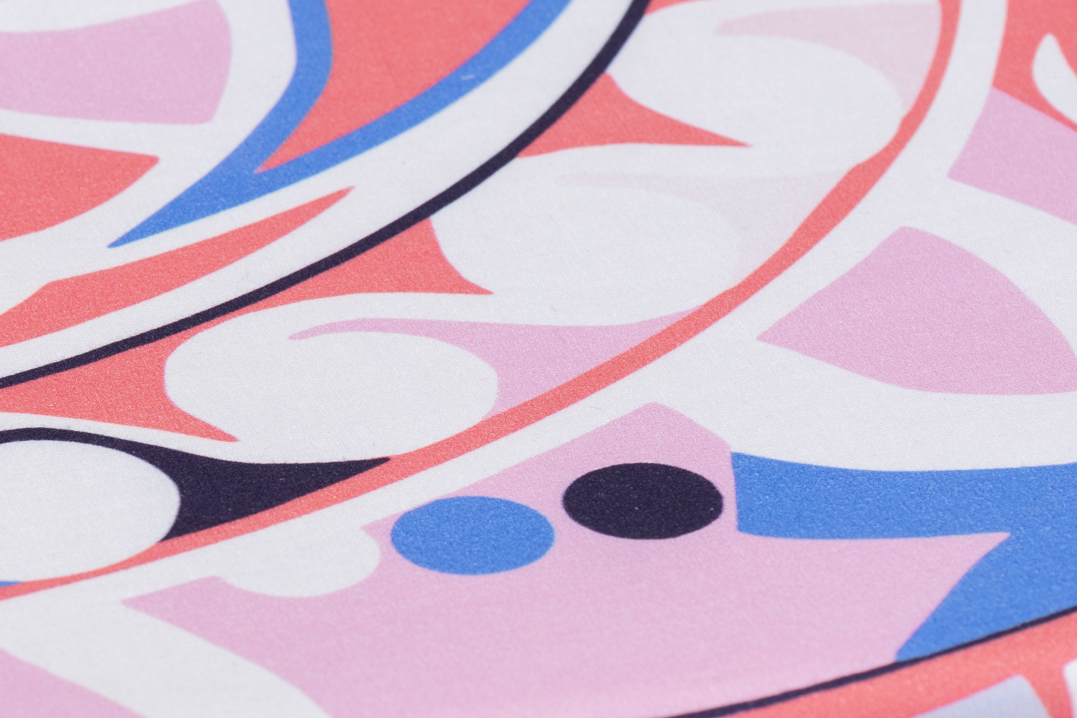 Abstract Italian Cotton - White / Blue / Pink
