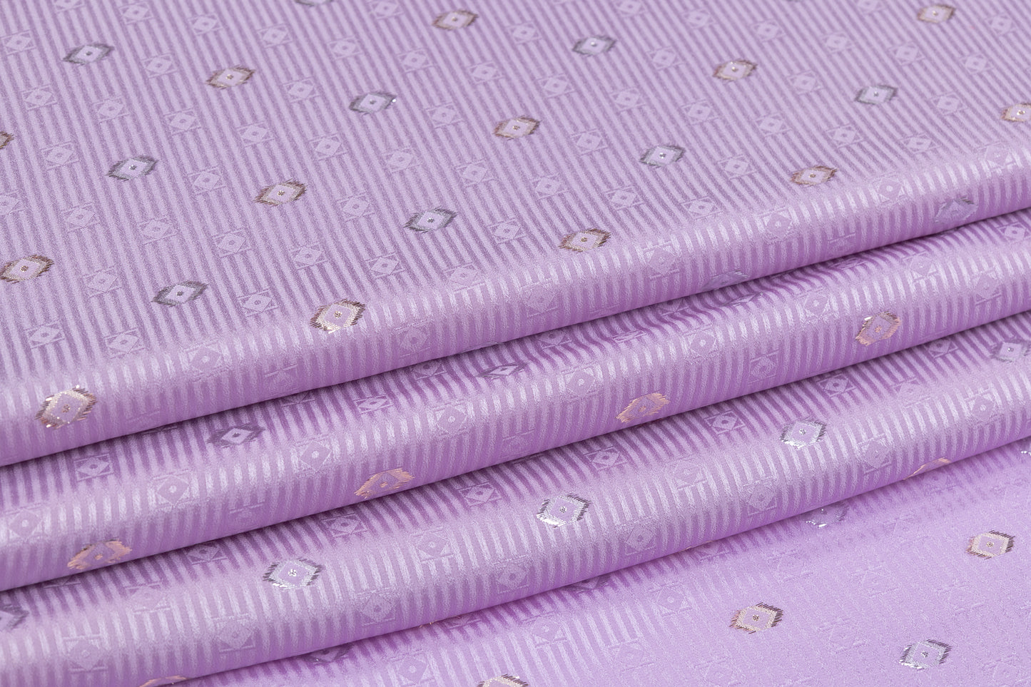 Diamond Metallic Italian Silk Jacquard - Lilac / Gold / Silver