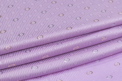 Diamond Metallic Italian Silk Jacquard - Lilac / Gold / Silver
