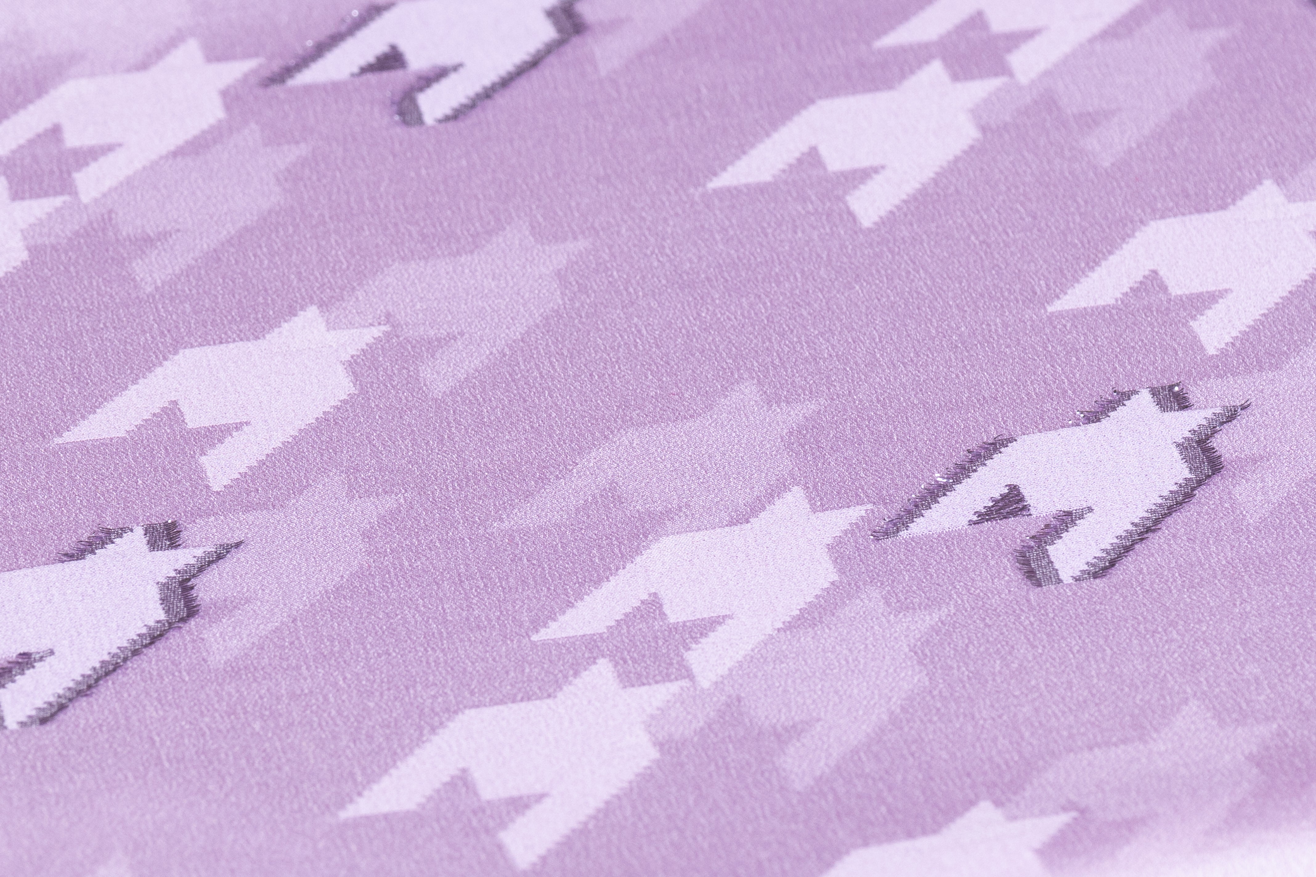 Houndstooth Italian Metallic Silk Jacquard - Lilac / Silver
