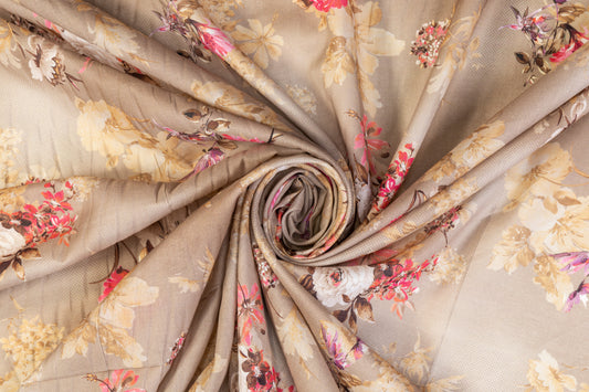 Floral Cotton Voile - Desert Brown