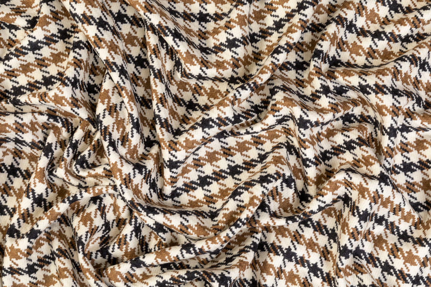 Houndstooth Italian Wool Coating - Black, Brown, Off White