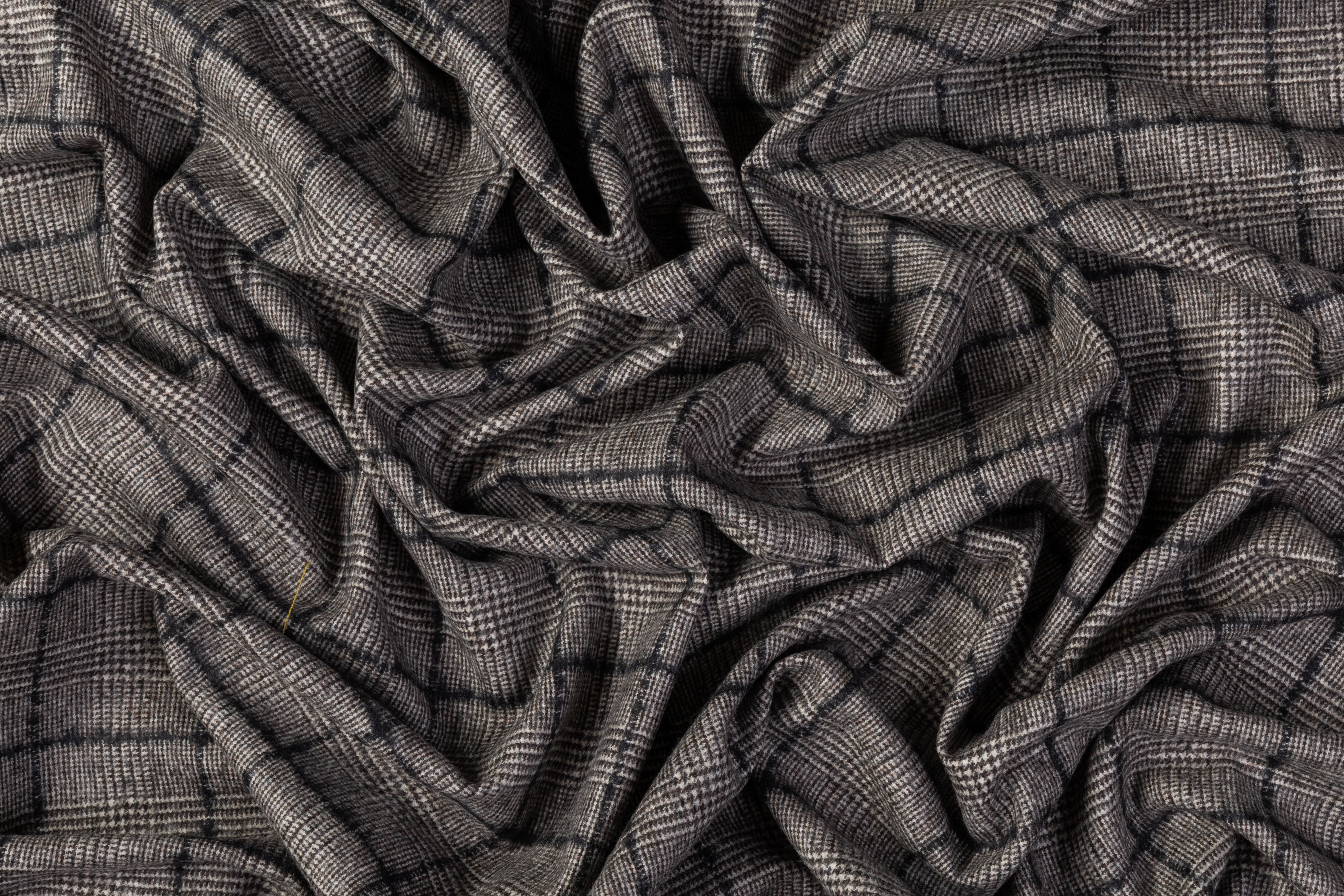 Checked Italian Wool Mohair Suiting - Gray
