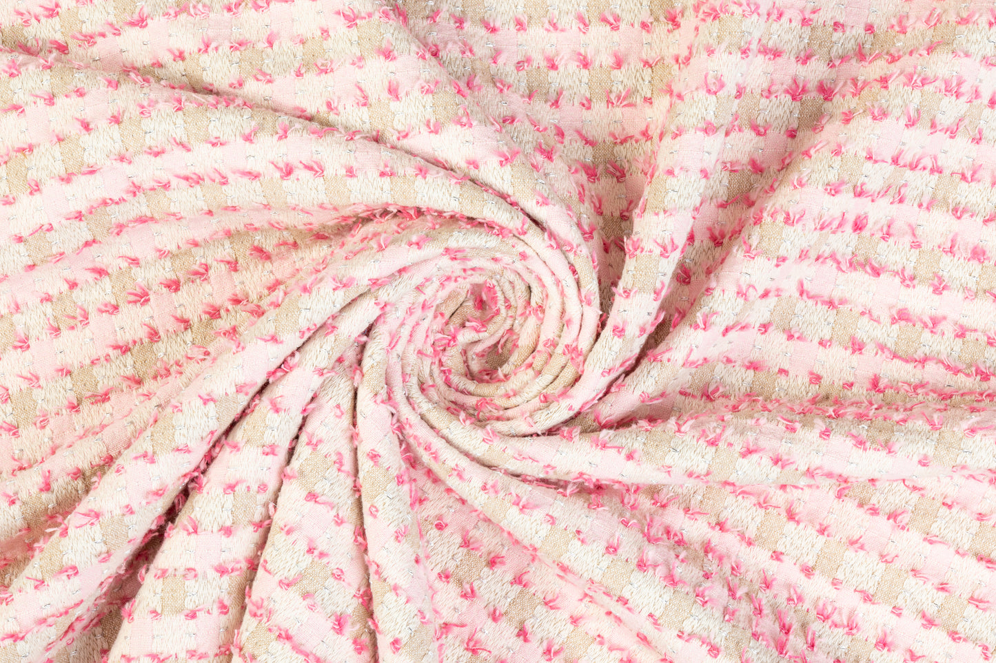 Metallic Cotton Tweed - Pink and Beige