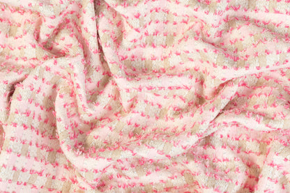 Metallic Cotton Tweed - Pink and Beige