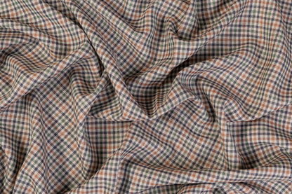 Checked Italian Silk and Wool Suiting - Multicolor