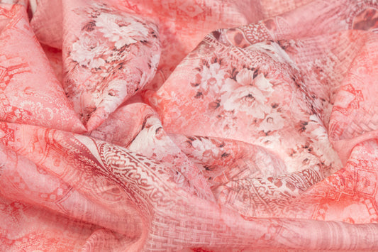 Abstract Floral Cotton Voile - Pink