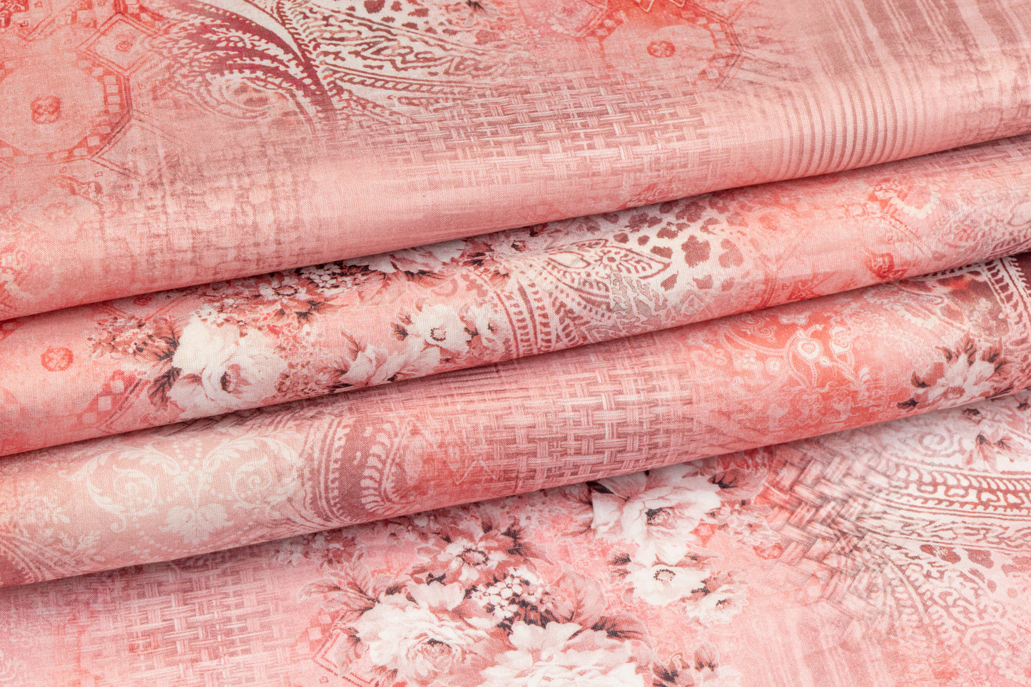 Abstract Floral Cotton Voile - Pink