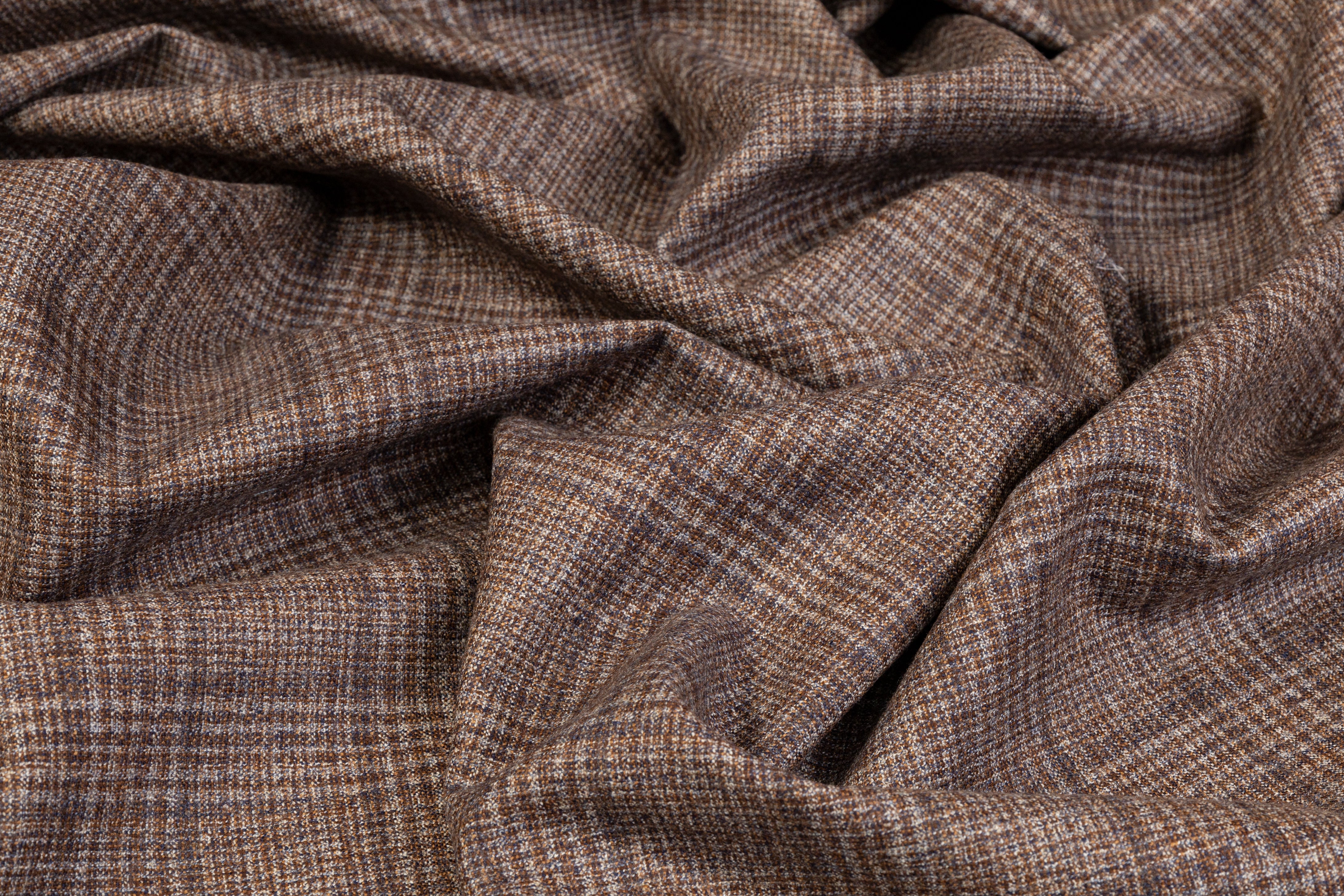 Plaid Italian Wool Suiting - Brown