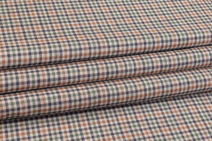 Checked Italian Silk and Wool Suiting - Multicolor