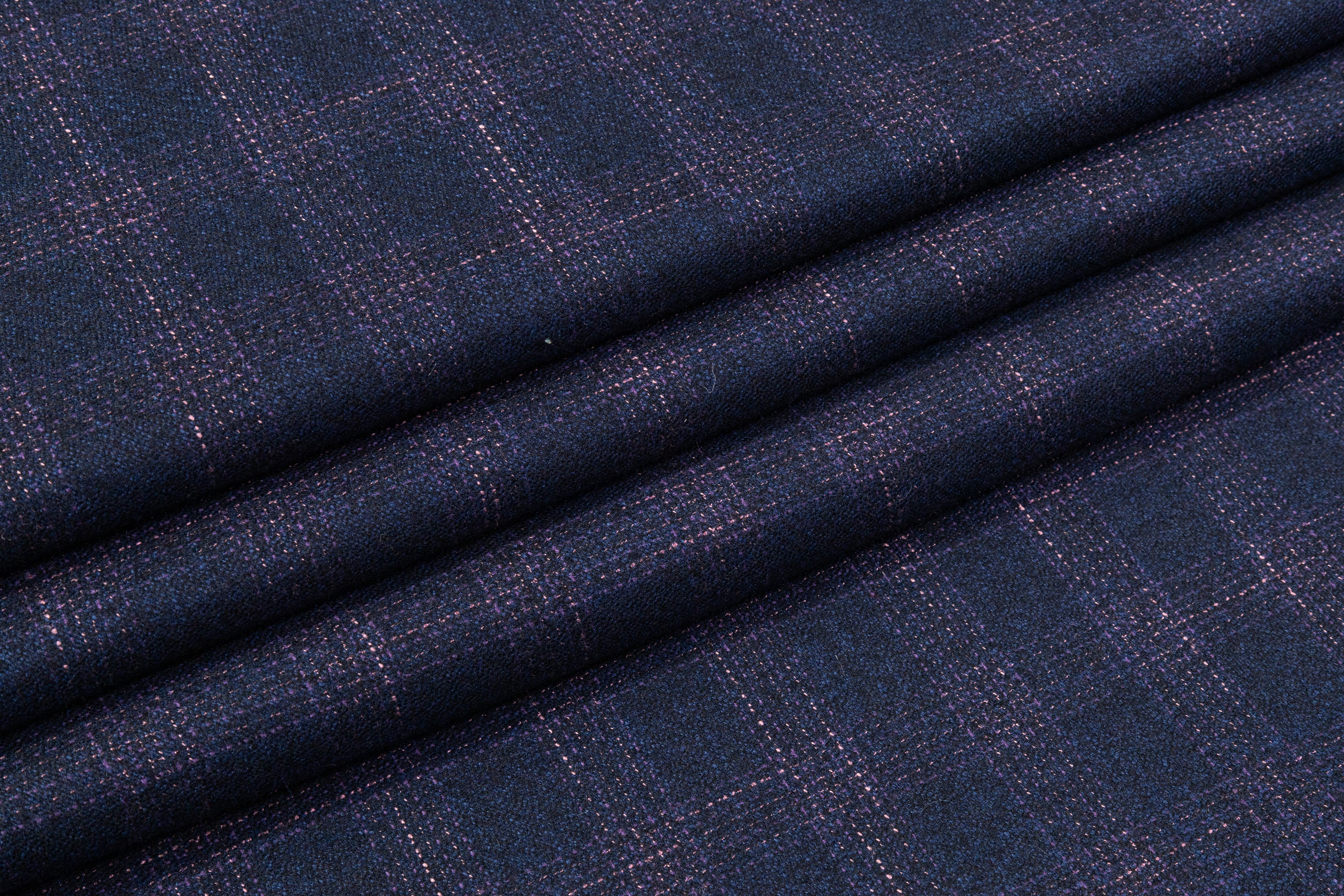Armani - Checked Italian Wool Suiting - Navy / Purple