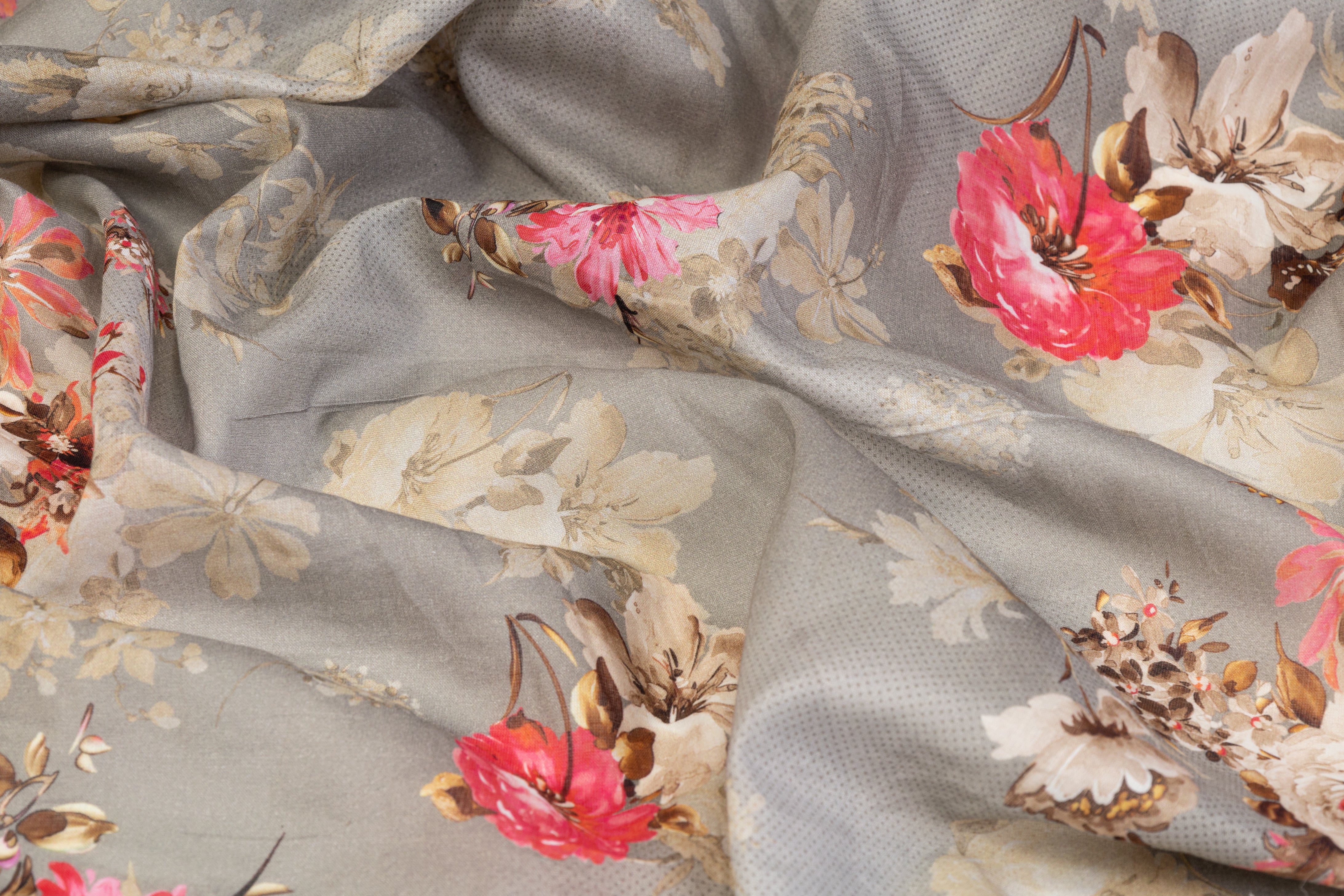 Floral Cotton Voile - Gray Multicolor