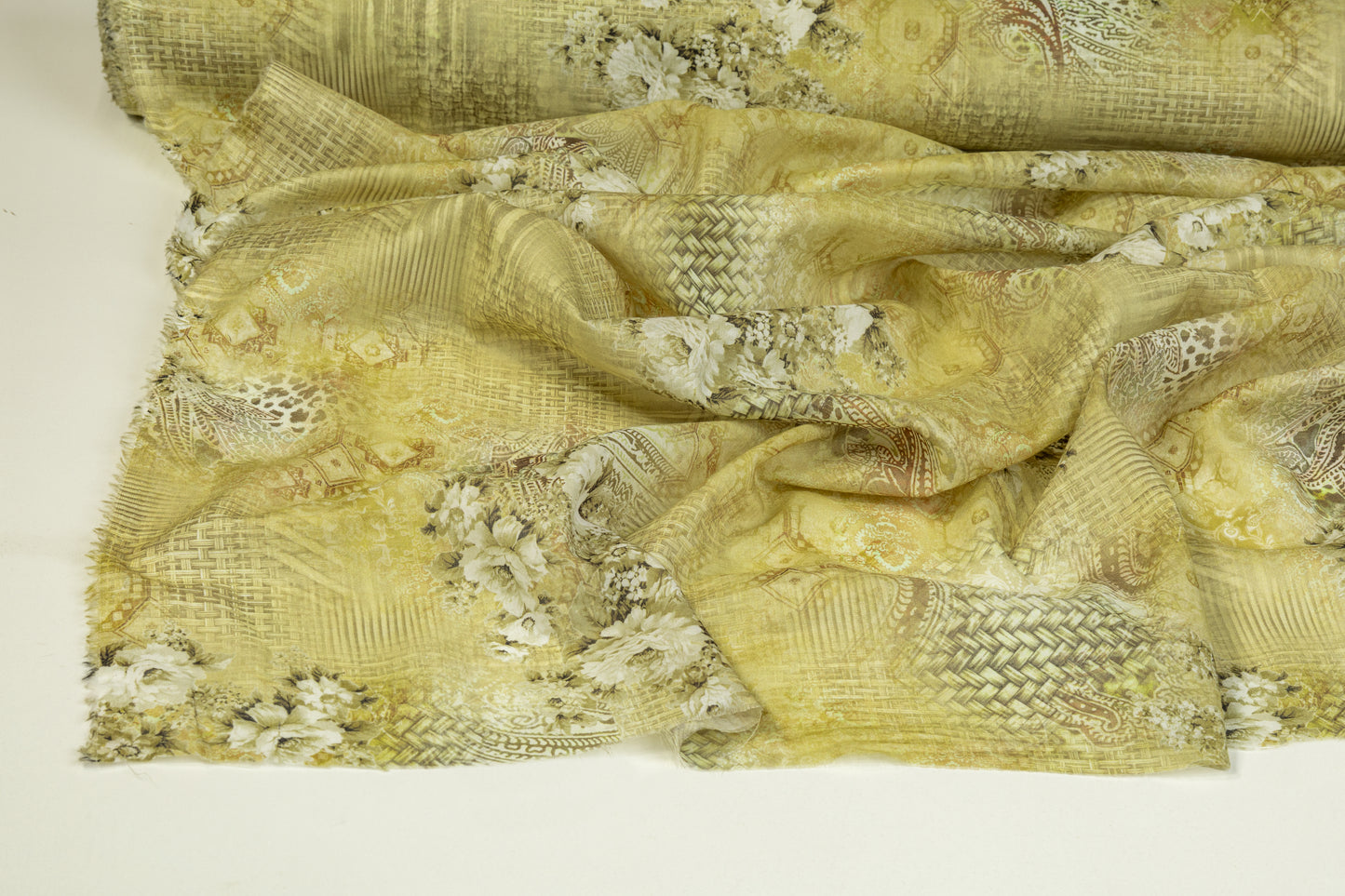 Abstract Floral Cotton Voile - Pear Green